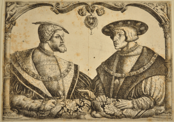 Monogrammista C.B. (Cristoffel Bockstorffer) - Ritratto di Carlo V e suo fratello Ferdinando